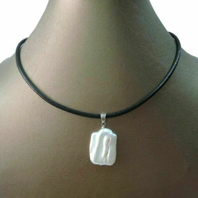 Baroque Freshwater Pearl Pendant Necklace Men Reiki Healing Stainless