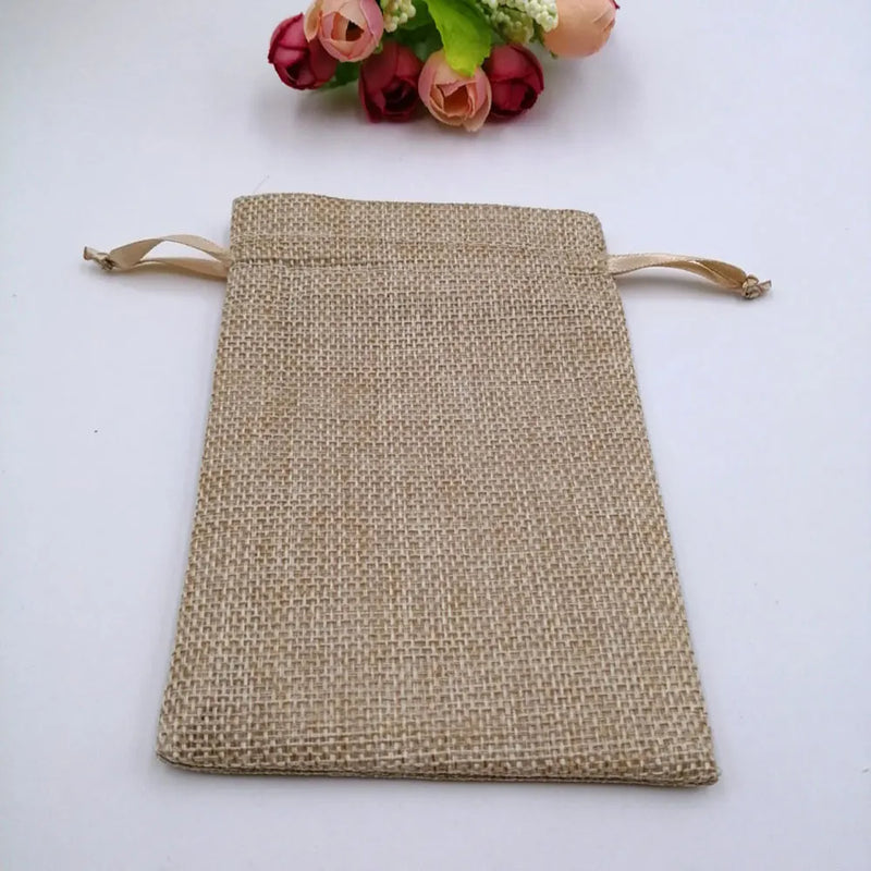 10pcs Ribbon Jute Bag Gift Bags For Jewelry Pouches Wedding Christmas Sack Bag