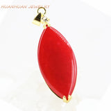 Gold-Color Stainless Steel Stone Pendant Women Natural Jades Chalcedony