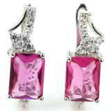 Red Ruby, Green Emerald & Tanzanite 925 Silver Earrings