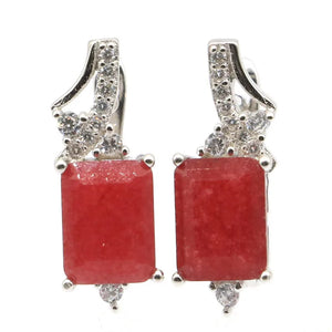 Red Ruby, Green Emerald & Tanzanite 925 Silver Earrings
