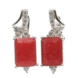 Red Ruby, Green Emerald & Tanzanite 925 Silver Earrings