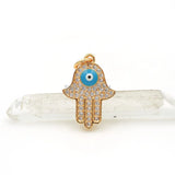 Micro Pave Clear CZ Palm Of Enamelling Eye Charm for DIY Bracelets or Necklaces