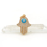 Micro Pave Clear CZ Palm Of Enamelling Eye Charm for DIY Bracelets or Necklaces