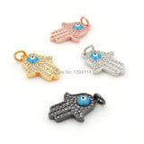 Micro Pave Clear CZ Palm Of Enamelling Eye Charm for DIY Bracelets or Necklaces