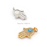 Micro Pave Clear CZ Palm Of Enamelling Eye Charm for DIY Bracelets or Necklaces