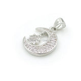 Micro Pave CZ Crescent Star Charm for Necklaces