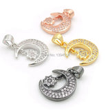 Micro Pave CZ Crescent Star Charm for Necklaces