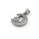 Micro Pave CZ Crescent Star Charm for Necklaces
