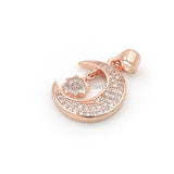 Micro Pave CZ Crescent Star Charm for Necklaces