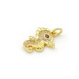 Micro Pave Clear&Red CZ Hippocampus Charm for DIY Bracelets or Necklaces