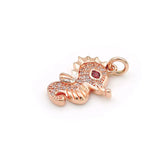 Micro Pave Clear&Red CZ Hippocampus Charm for DIY Bracelets or Necklaces