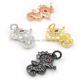 Micro Pave Clear&Red CZ Hippocampus Charm for DIY Bracelets or Necklaces