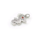 Micro Pave Clear&Red CZ Hippocampus Charm for DIY Bracelets or Necklaces