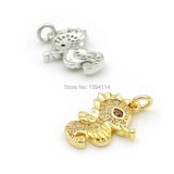 Micro Pave Clear&Red CZ Hippocampus Charm for DIY Bracelets or Necklaces