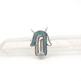 Micro Pave Kallaite&CZ Palm Hook Charm Double Circle Necklace Jewelry