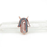 Micro Pave Kallaite&CZ Palm Hook Charm Double Circle Necklace Jewelry