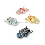 Micro Pave Kallaite&Clear CZ Palm Of Piercing 2 Eyes Charm For Necklaces
