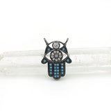 Micro Pave Kallaite&Clear CZ Palm Of Piercing 2 Eyes Charm For Necklaces