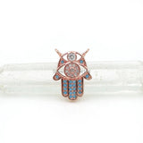 Micro Pave Kallaite&Clear CZ Palm Of Piercing 2 Eyes Charm For Necklaces