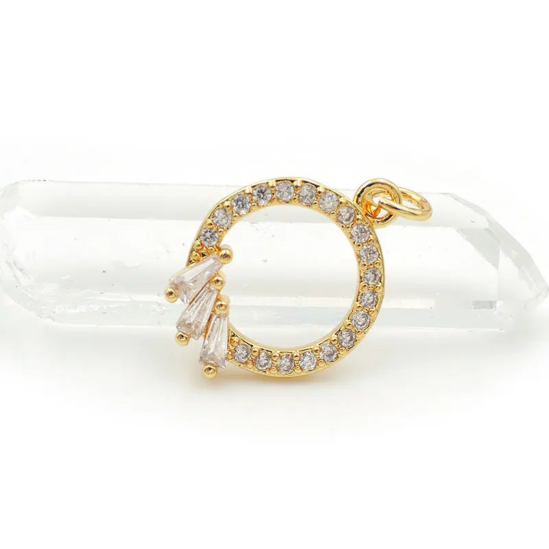Micro Pave Clear CZ Loop Charm for DIY Bracelets - 18x14x3mm