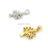Green CZ Tree of Life Charm 18x15x2mm for DIY Necklaces