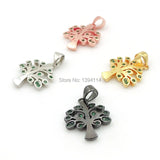 Green CZ Tree of Life Charm 18x15x2mm for DIY Necklaces