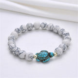 Turquoise Turtle Stripe Bead Elastic Bracelet Men Women Hand String
