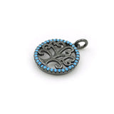 Micro Pave Kallaite CZ Round Of Tree Life Charm For DIY Bracelets & Necklaces