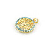 Micro Pave Kallaite CZ Round Of Tree Life Charm For DIY Bracelets & Necklaces