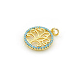 Micro Pave Kallaite CZ Round Of Tree Life Charm For DIY Bracelets & Necklaces