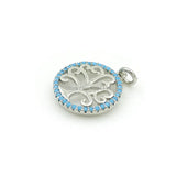 Micro Pave Kallaite CZ Round Of Tree Life Charm For DIY Bracelets & Necklaces