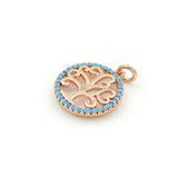 Micro Pave Kallaite CZ Round Of Tree Life Charm For DIY Bracelets & Necklaces
