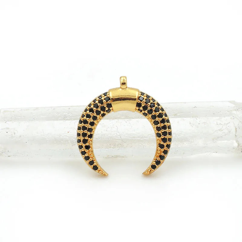 Micro Pave CZ Crescent Charm for DIY Bracelets - 18*16*3mm