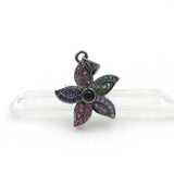 Micro Pave CZ Cincfoil Charm for Necklaces Jewelry
