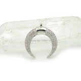 Micro Pave Clear CZ Crescent Charm for DIY Bracelets or Necklaces