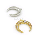 Micro Pave Clear CZ Crescent Charm for DIY Bracelets or Necklaces