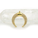 Micro Pave Clear CZ Crescent Charm for DIY Bracelets or Necklaces
