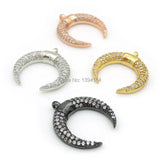 Micro Pave Clear CZ Crescent Charm for DIY Bracelets or Necklaces