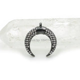 Micro Pave Clear CZ Crescent Charm for DIY Bracelets or Necklaces