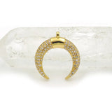 Micro Pave Clear CZ Crescent Charm for DIY Bracelets or Necklaces
