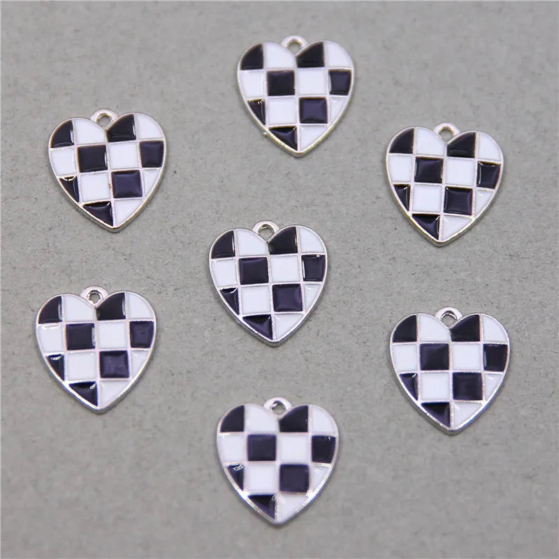50pcs Love Zinc Alloy Enamel Charms Sweet Heart Charms DIY Jewelry Accessories