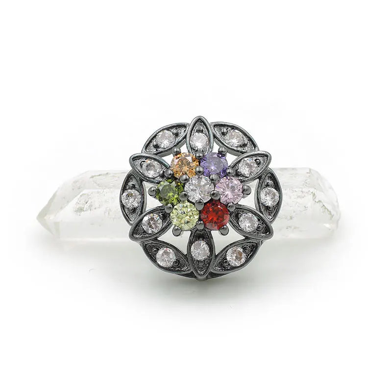 Micro Pave CZ Flower Beads Mix Colors for DIY Bracelets or Necklaces