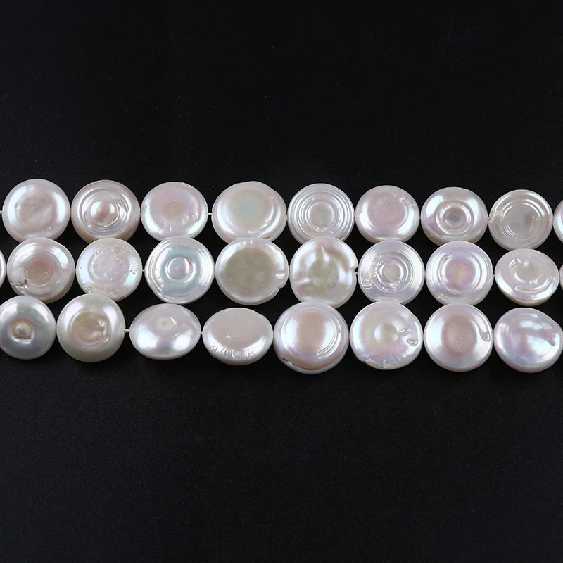 18-19mm Natural Coin Shape Freshwater Pearl Beads Strings