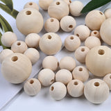 Natural Round Wooden Beads for Jewelry Making Charm