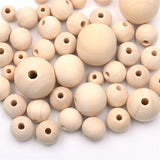 Natural Round Wooden Beads for Jewelry Making Charm