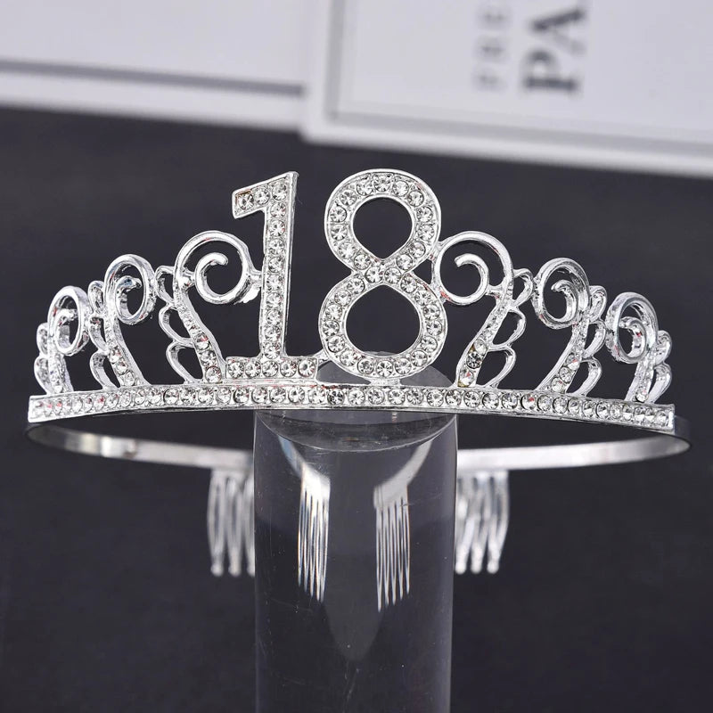 Rhinestone Crystal Princess Crown Birthday Tiara for Women Girls