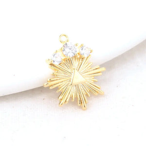 14K Brass Zircon Sun Charms Pendants Jewelry Making DIY Necklaces Findings