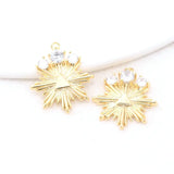 14K Brass Zircon Sun Charms Pendants Jewelry Making DIY Necklaces Findings