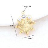 14K Brass Zircon Sun Charms Pendants Jewelry Making DIY Necklaces Findings